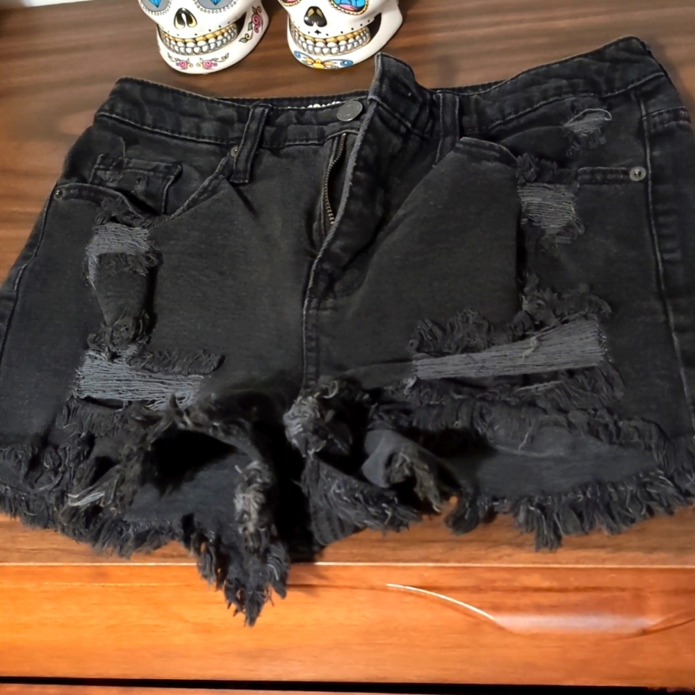 Mossimo High Rise Black Torn Shorts